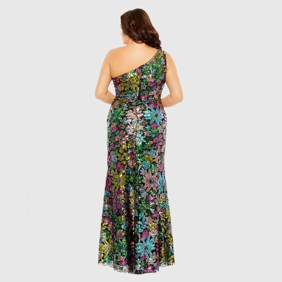 Mac Duggal 68545 NWT One Shoulder Floral Sequin Gown - Picture 3 of 7